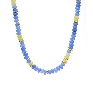Beaded Stone Stacker Necklace: Light Blue and Light Green Quartz by Mayamar